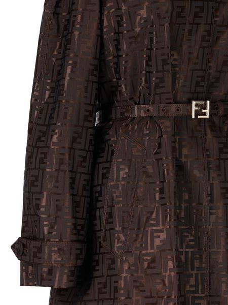 Luxurious Fendi Brown Jacquard Belted Jacket for Women
