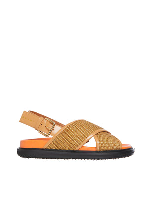 Rafia and Leather Sandals for Women