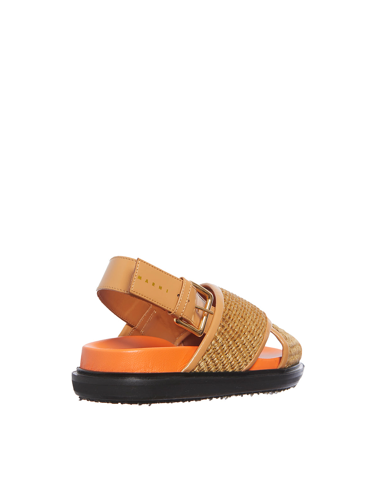 Rafia and Leather Brown Sandals for Women by Marni