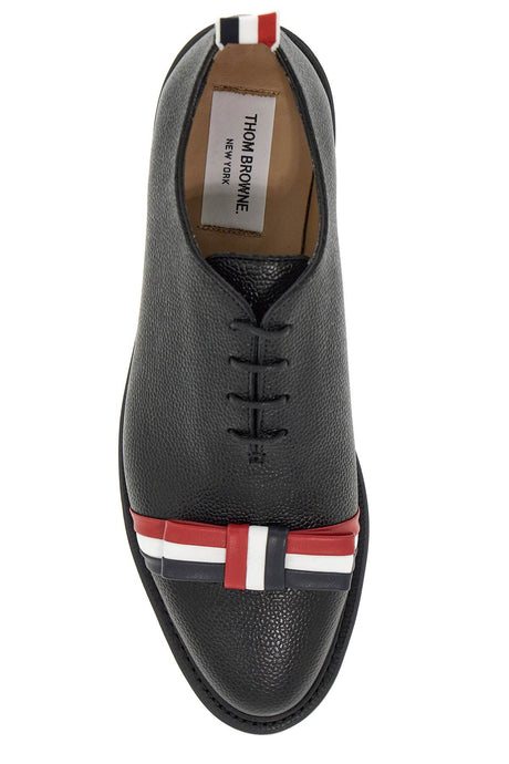THOM BROWNE Tricolour Lace-Up Moccasin Shoes for Women in Black