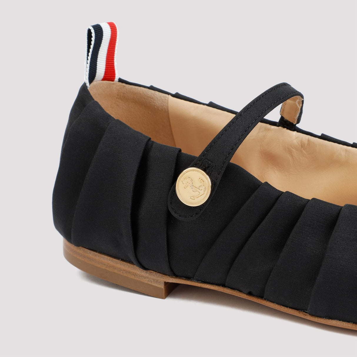 THOM BROWNE Black Silk Ballerina Flats for Women - SS24 Collection