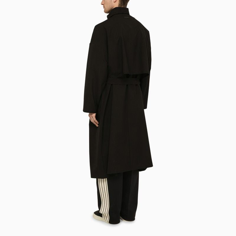 FEAR OF GOD Black Wool Trench Jacket with High Collar for Men - SS24 Season