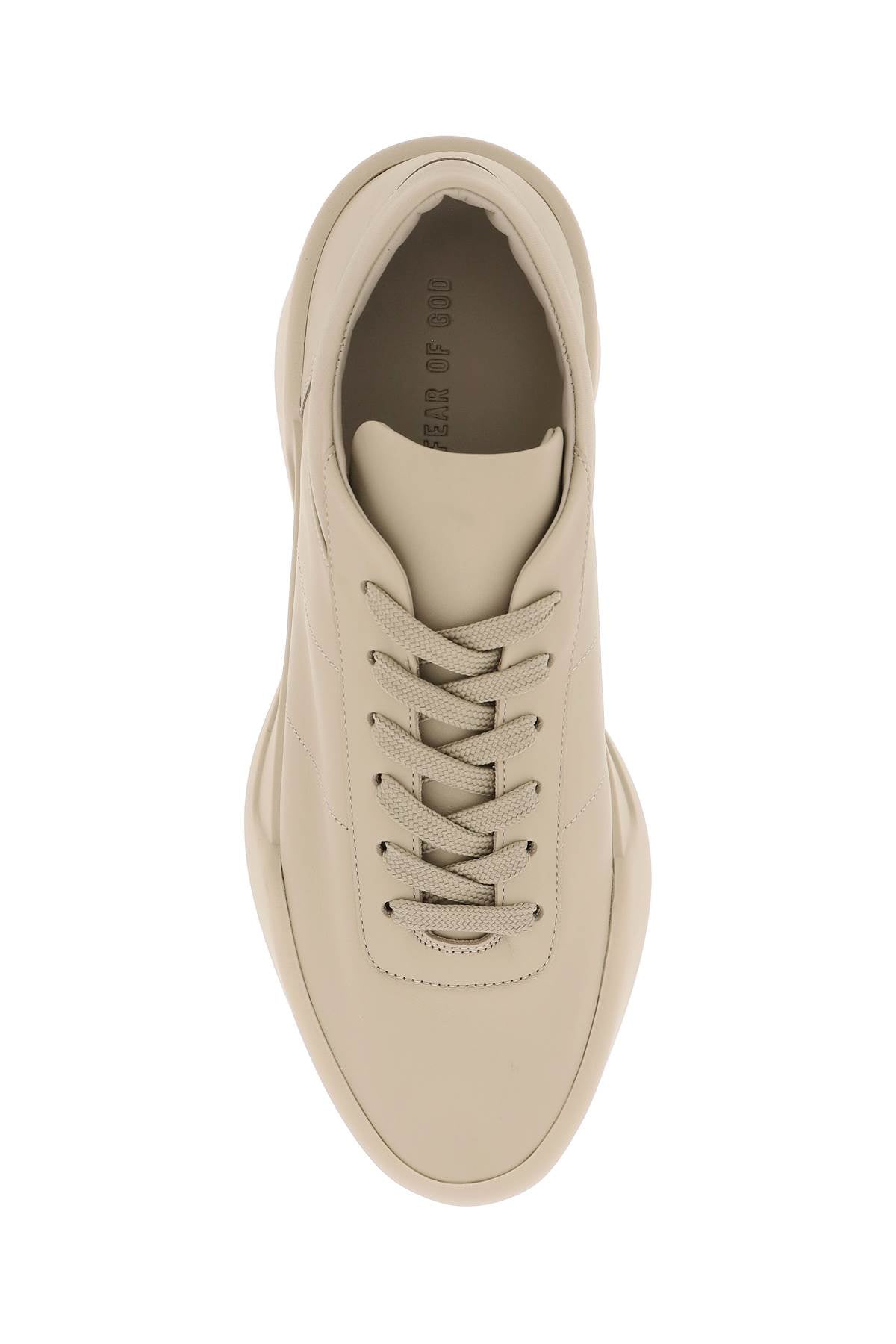 Men's White Leather Low Top Aerobic Sneakers for SS24