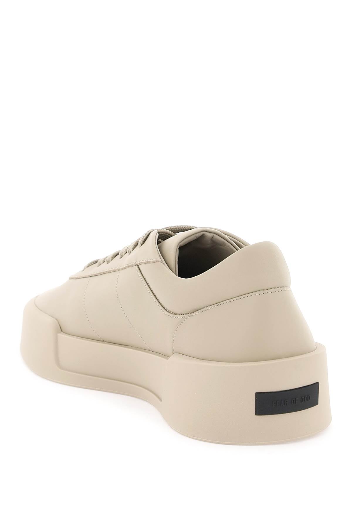 Men's White Leather Low Top Aerobic Sneakers for SS24