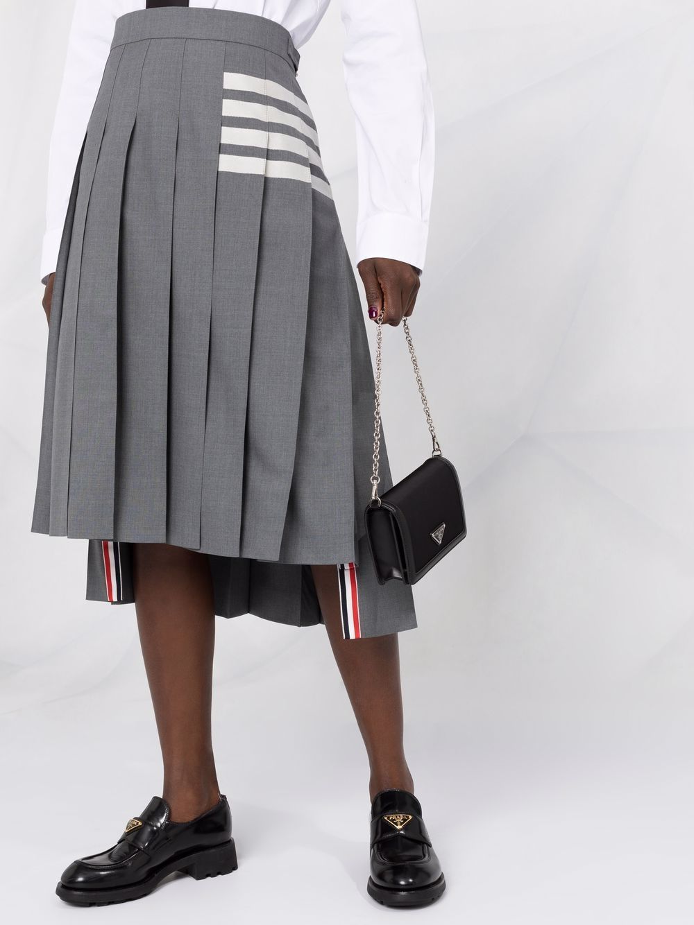 Sophisticated Navy Blue Wool Striped Skirt for Women