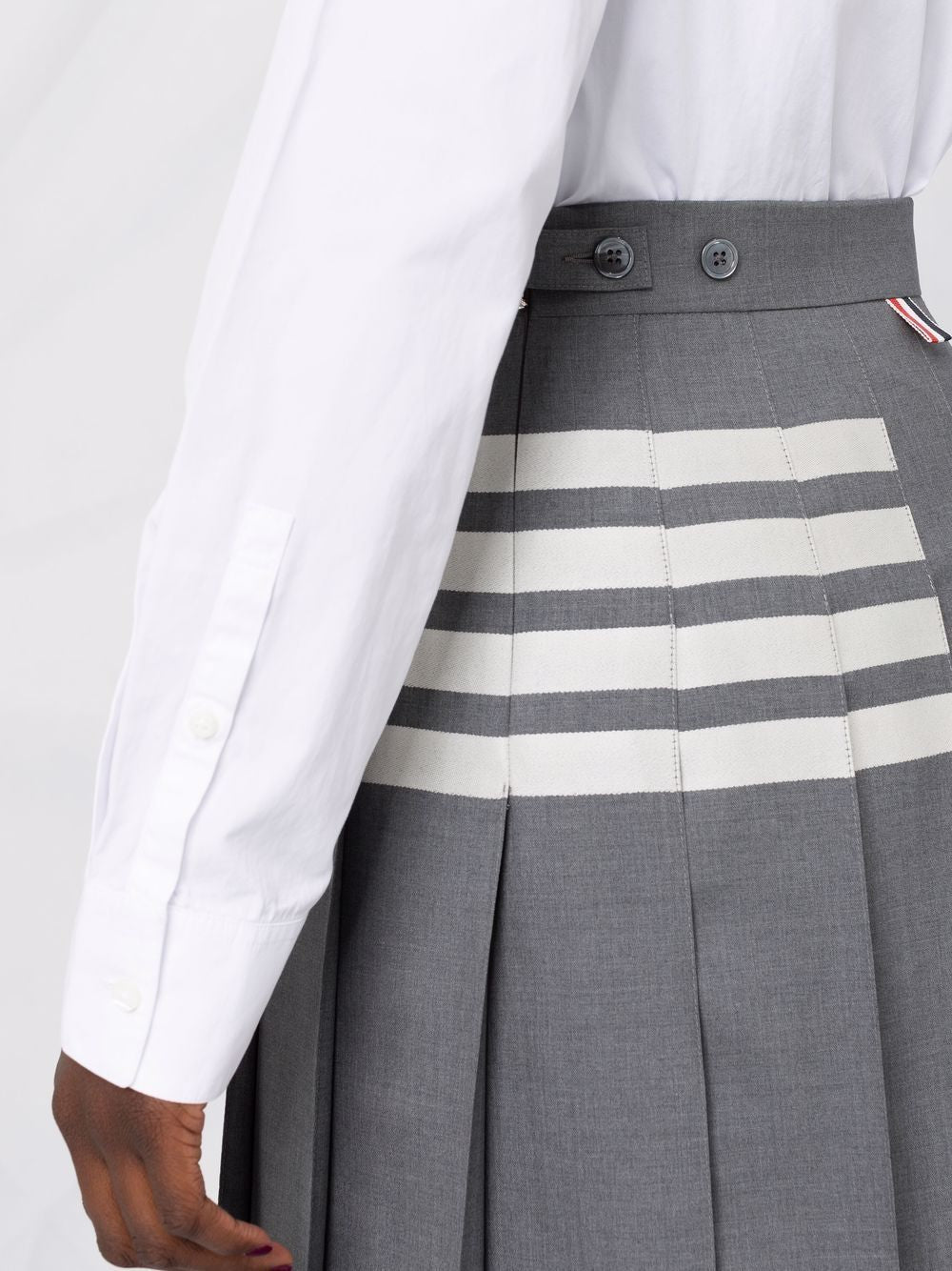 THOM BROWNE Mid-Length Pleated Skirt for Women