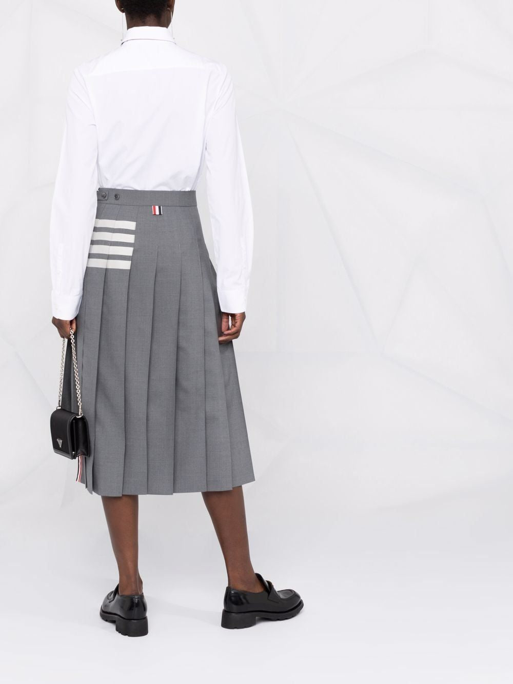 Sophisticated Navy Blue Wool Striped Skirt for Women