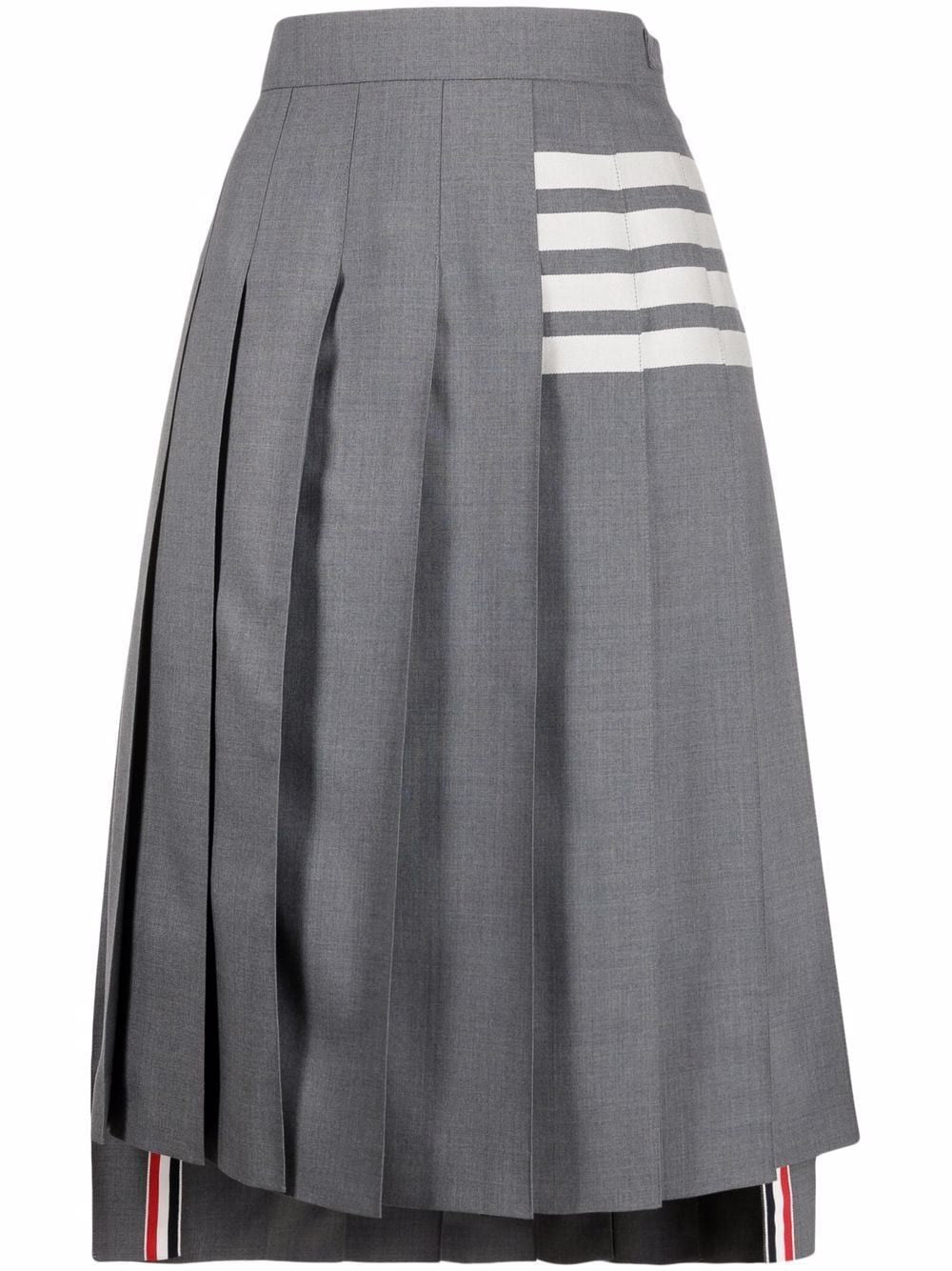 Sophisticated Navy Blue Wool Striped Skirt for Women