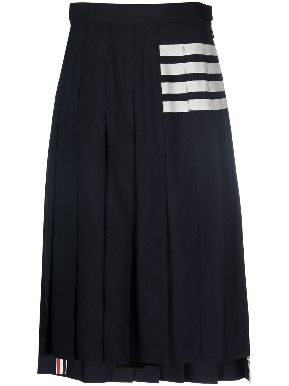 Sophisticated Navy Blue Wool Striped Skirt for Women