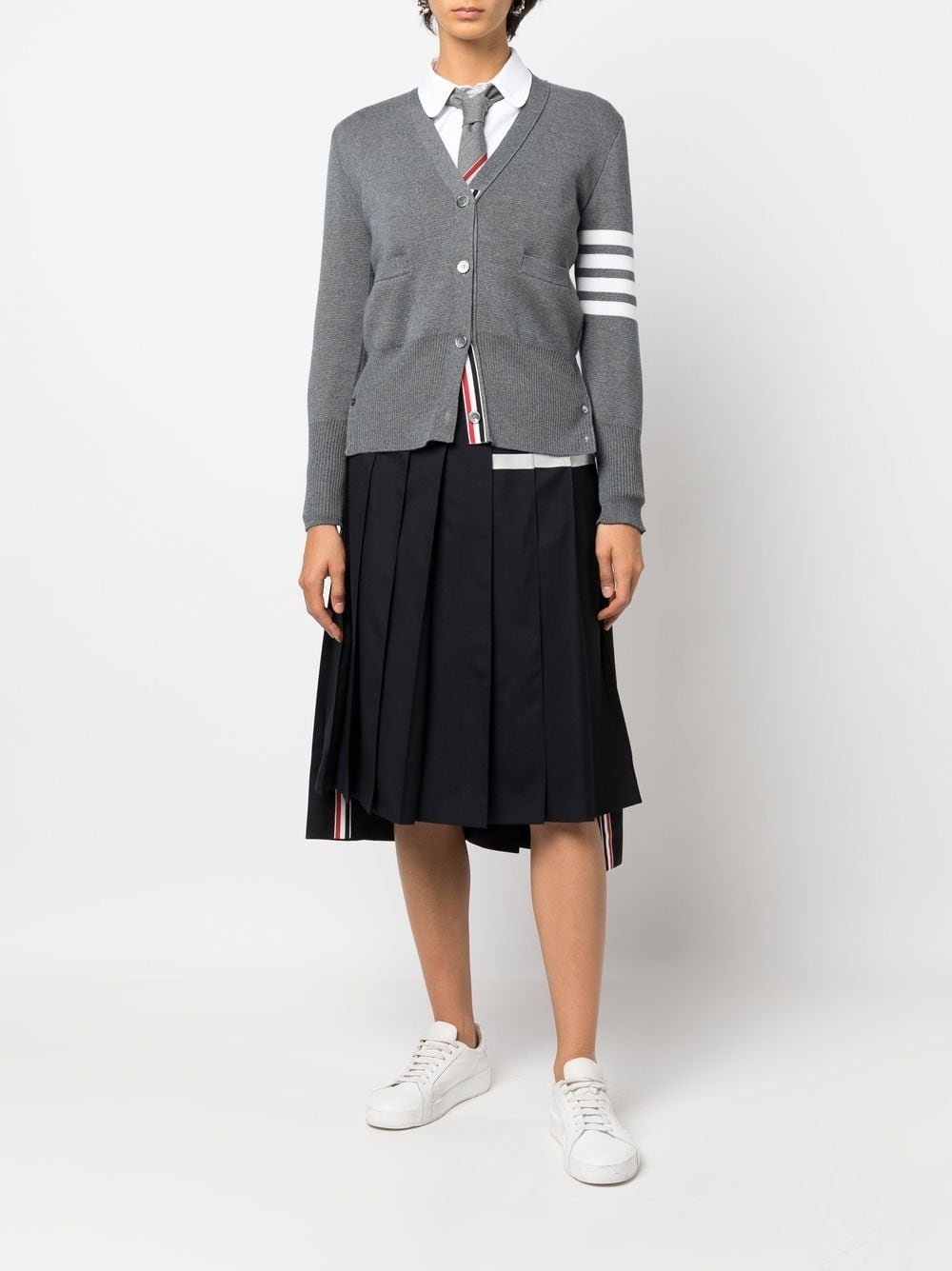 THOM BROWNE Mid-Length Pleated Skirt for Women