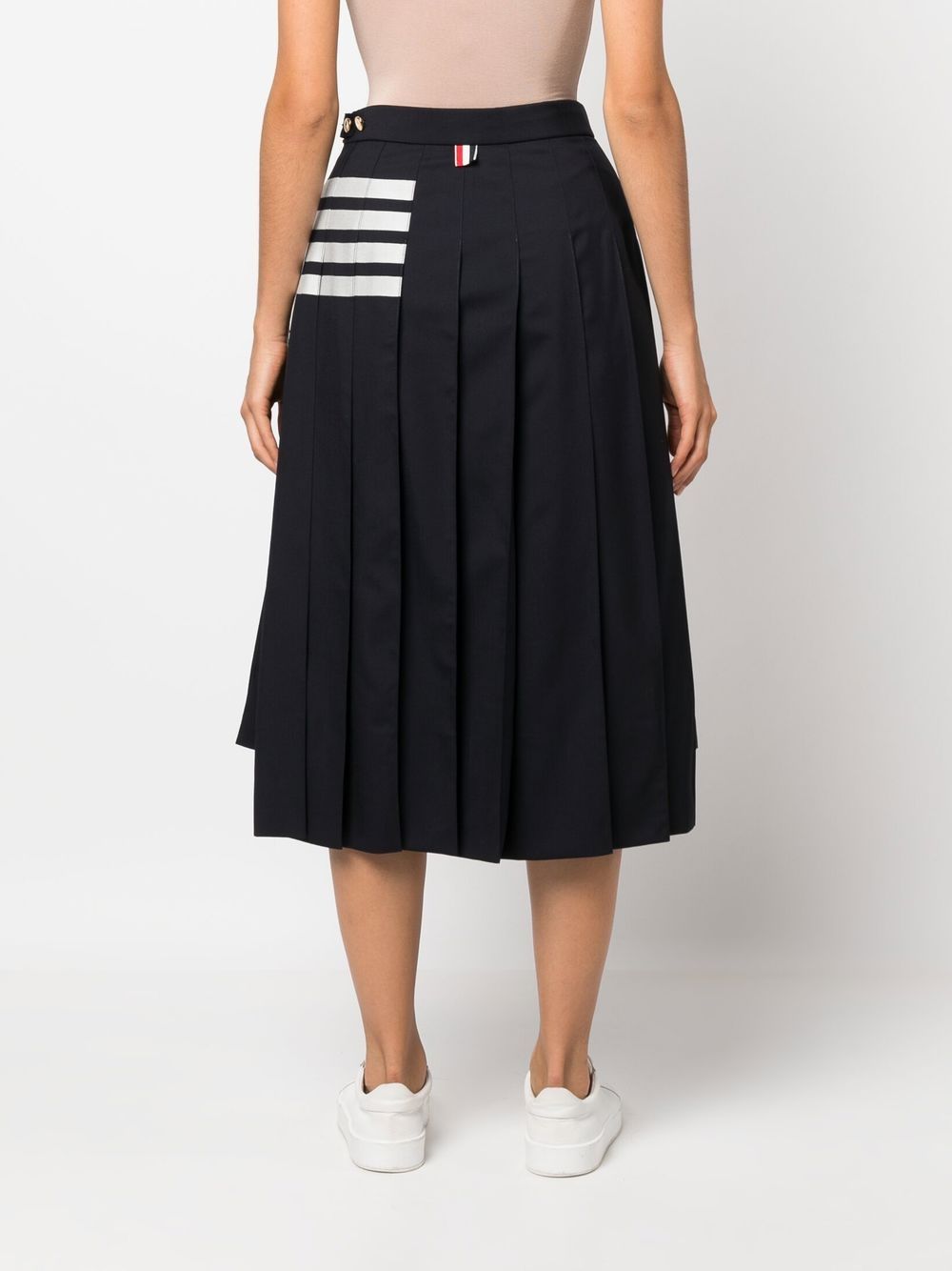 Sophisticated Navy Blue Wool Striped Skirt for Women