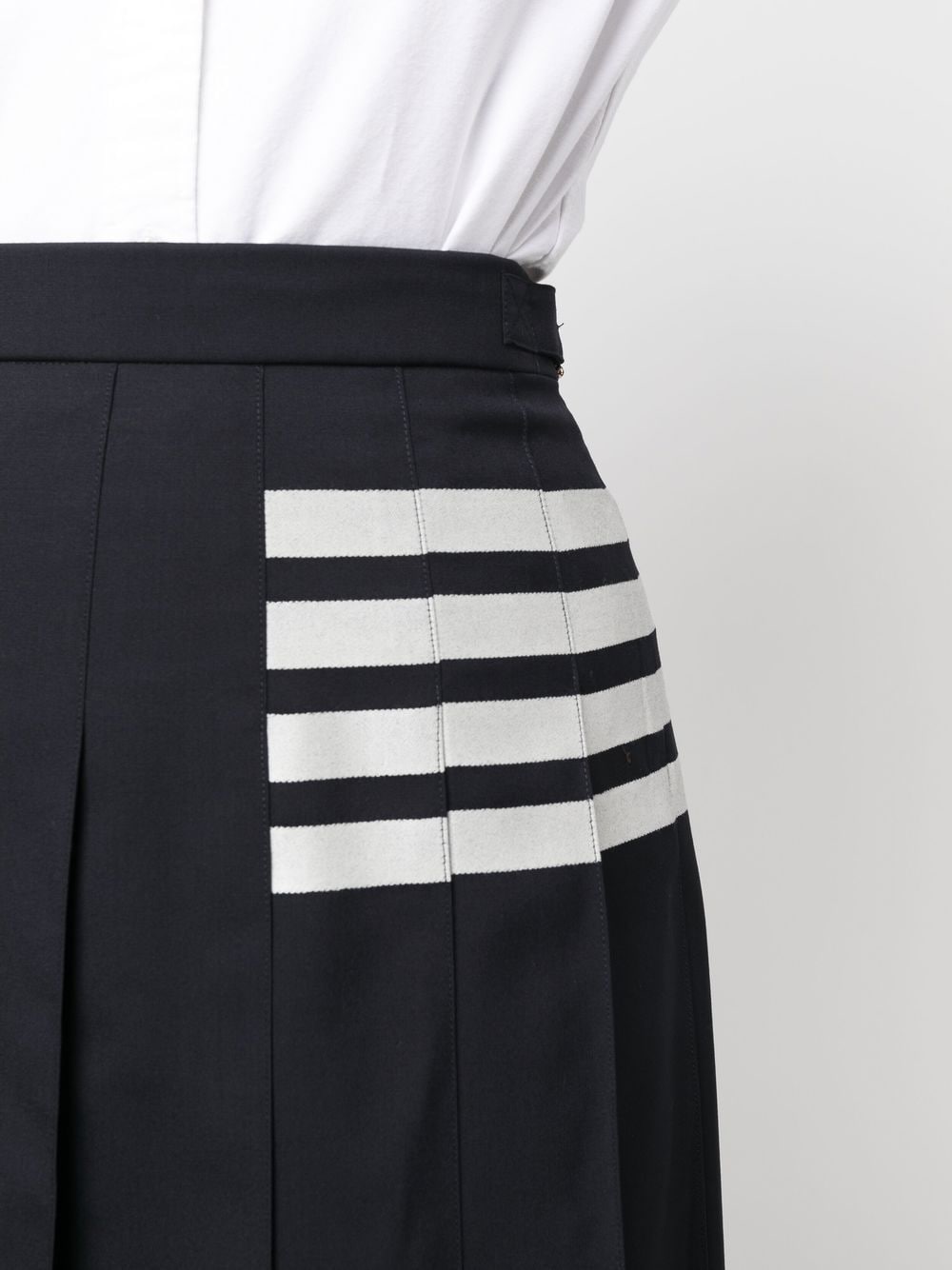 Sophisticated Navy Blue Wool Striped Skirt for Women