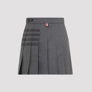 THOM BROWNE Elegant Thigh-Length Pleated Grey Skirt