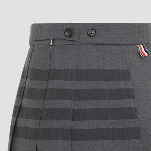 THOM BROWNE Elegant Thigh-Length Pleated Grey Skirt