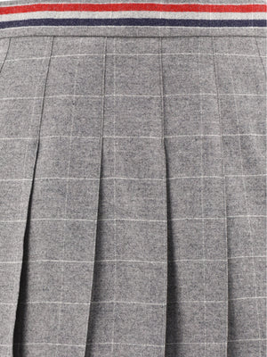 THOM BROWNE Elegant RWB Pleated Skirt for Women in Grey