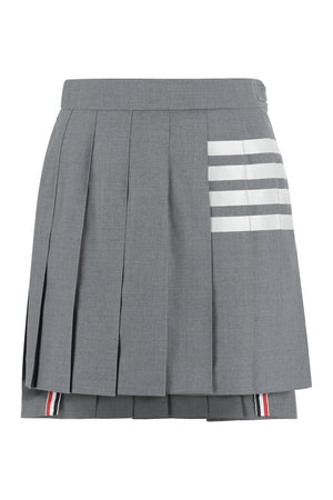 灰色 4-Bar 女性羊毛褶裙