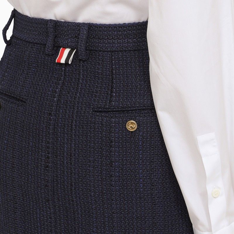 Navy Blue Cotton-Blend Skirt with Tricolour Detail for Women - SS24 Collection