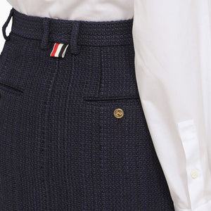 Navy Blue Cotton-Blend Skirt with Tricolour Detail for Women - SS24 Collection