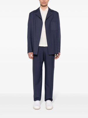 FENDI Men's Navy Single-Breasted Wool Jacket for SS24