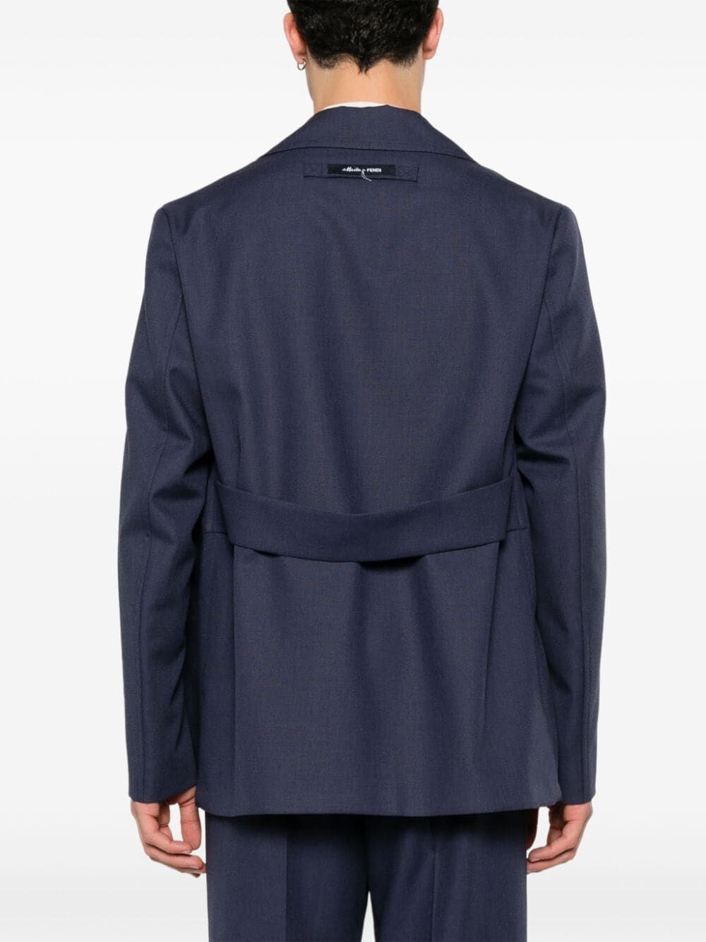 FENDI Men's Single Breasted Wool Blazer in Blue - SS24 Collection