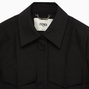 FENDI Black Boxy Wool Jacket for Women