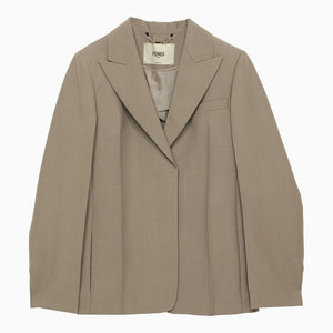 FENDI Turtledove Wool Single-Breasted Jacket for Women