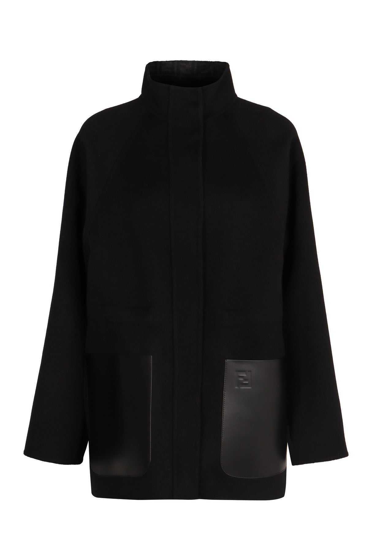 FENDI Wool Zipped Jacket with Stand-Up Collar for Women