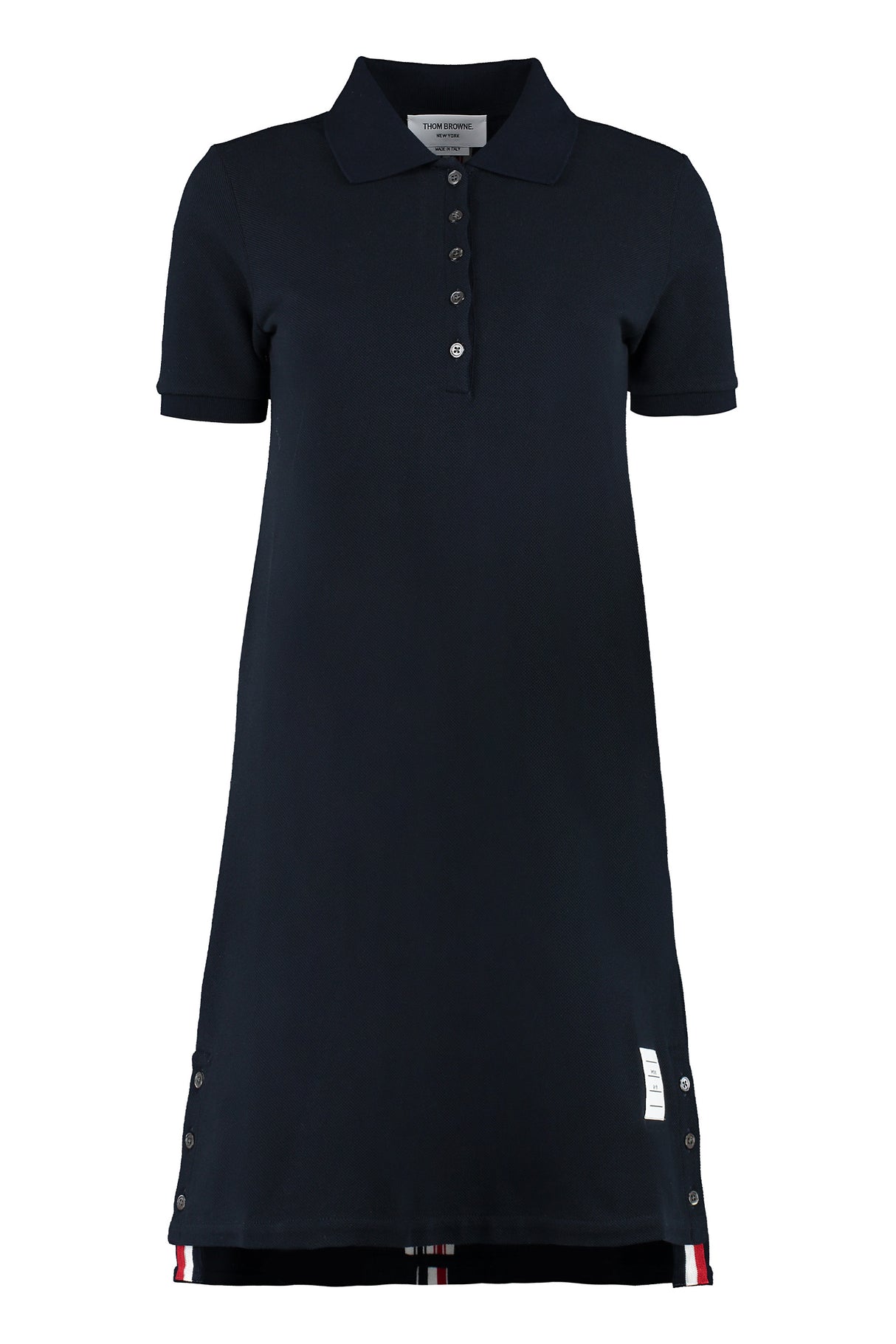 THOM BROWNE RWB Striped Polo Dress with Tricolor Band