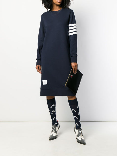 THOM BROWNE Elegant Stripe Shift Sweater Dress