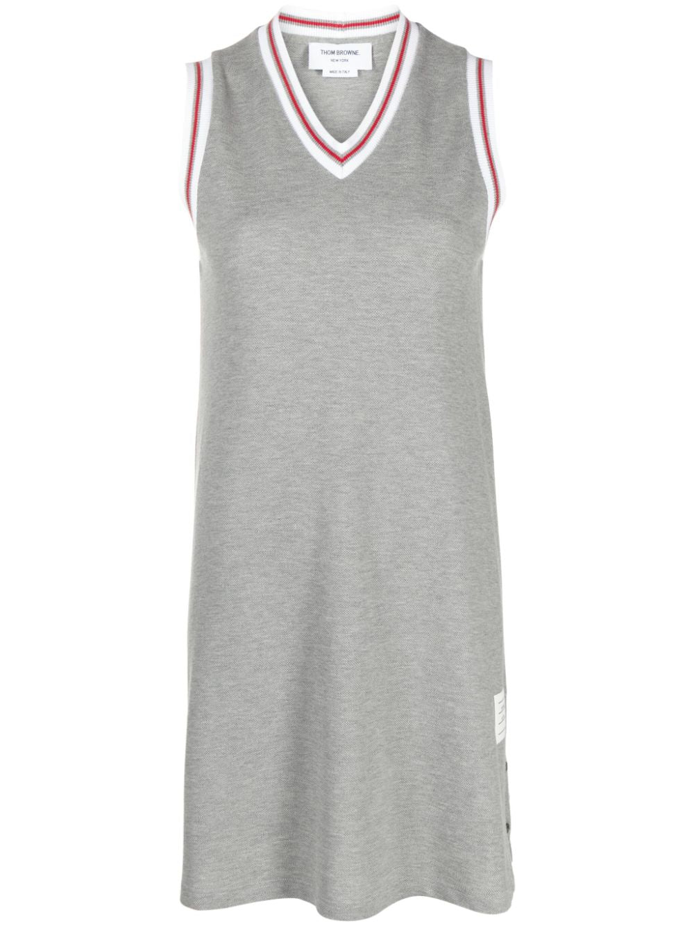 Thom Browne RWB Stripes Cotton Tennis Dress (Light Grey)