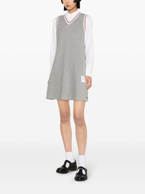 Thom Browne RWB Stripes Cotton Tennis Dress (Light Grey)