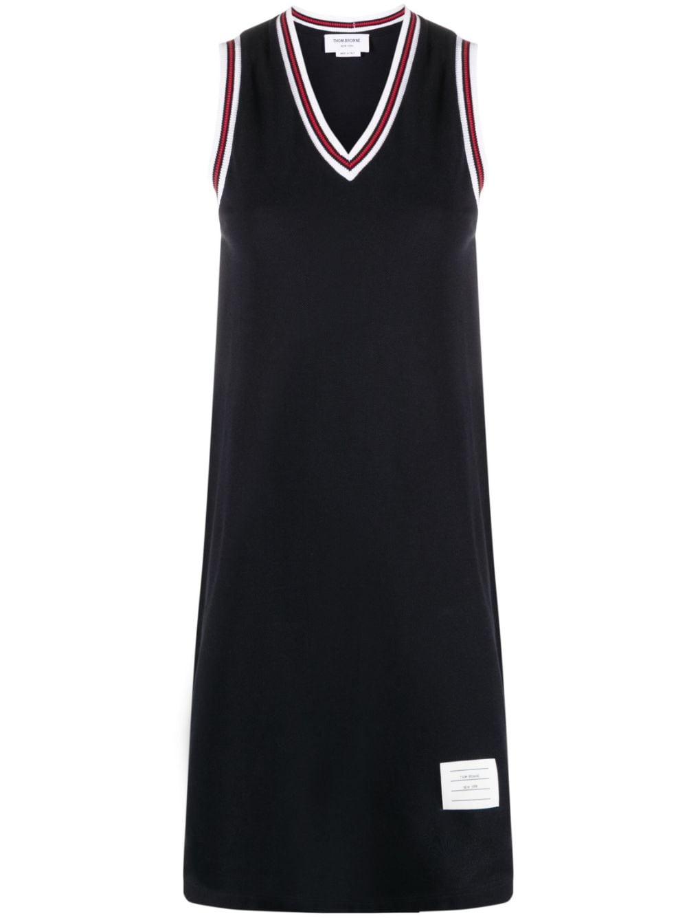 Thom Browne RWB Stripes Cotton Tennis Dress (Light Grey)