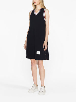 Thom Browne RWB Stripes Cotton Tennis Dress (Light Grey)