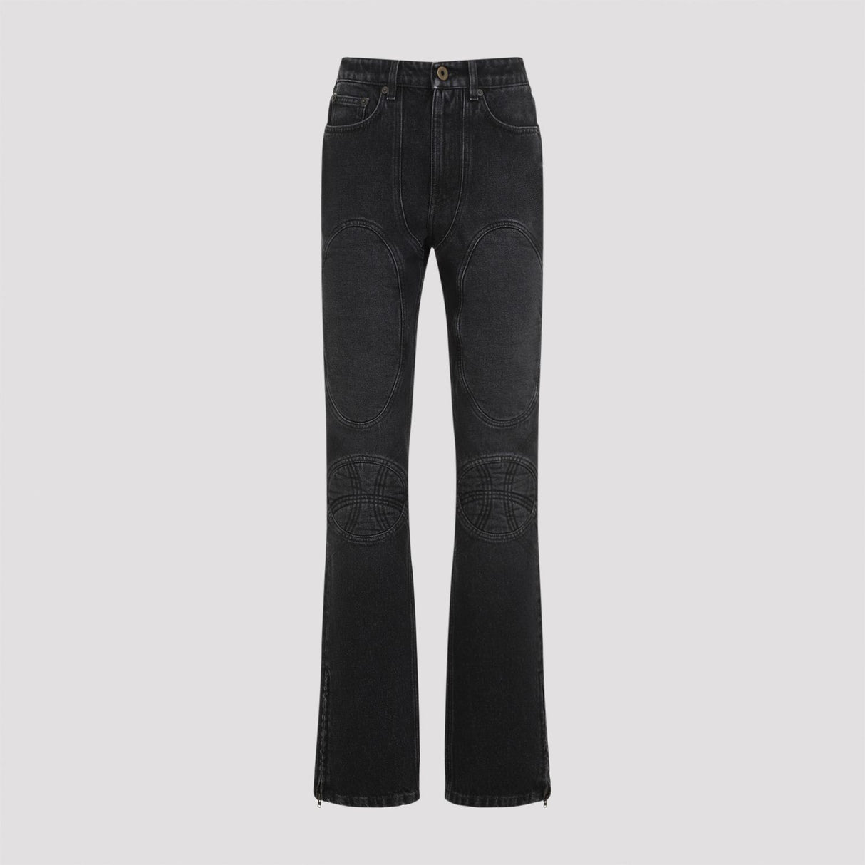 JEAN PAUL GAULTIER Denim Jeans with Lacing and Knee Bonding Detail