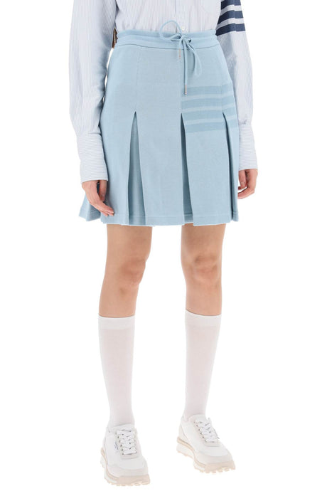 Light Blue Knit 4-Bar Pleated Skirt