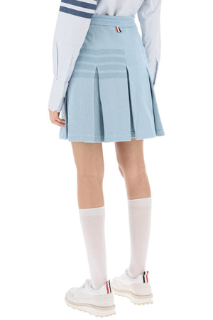 Light Blue Knit 4-Bar Pleated Skirt