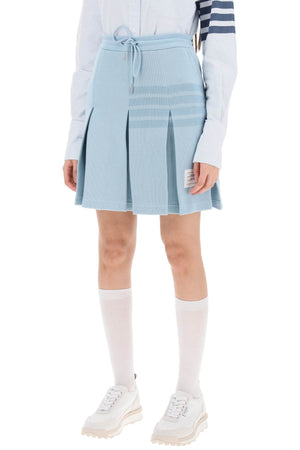 Light Blue Knit 4-Bar Pleated Skirt