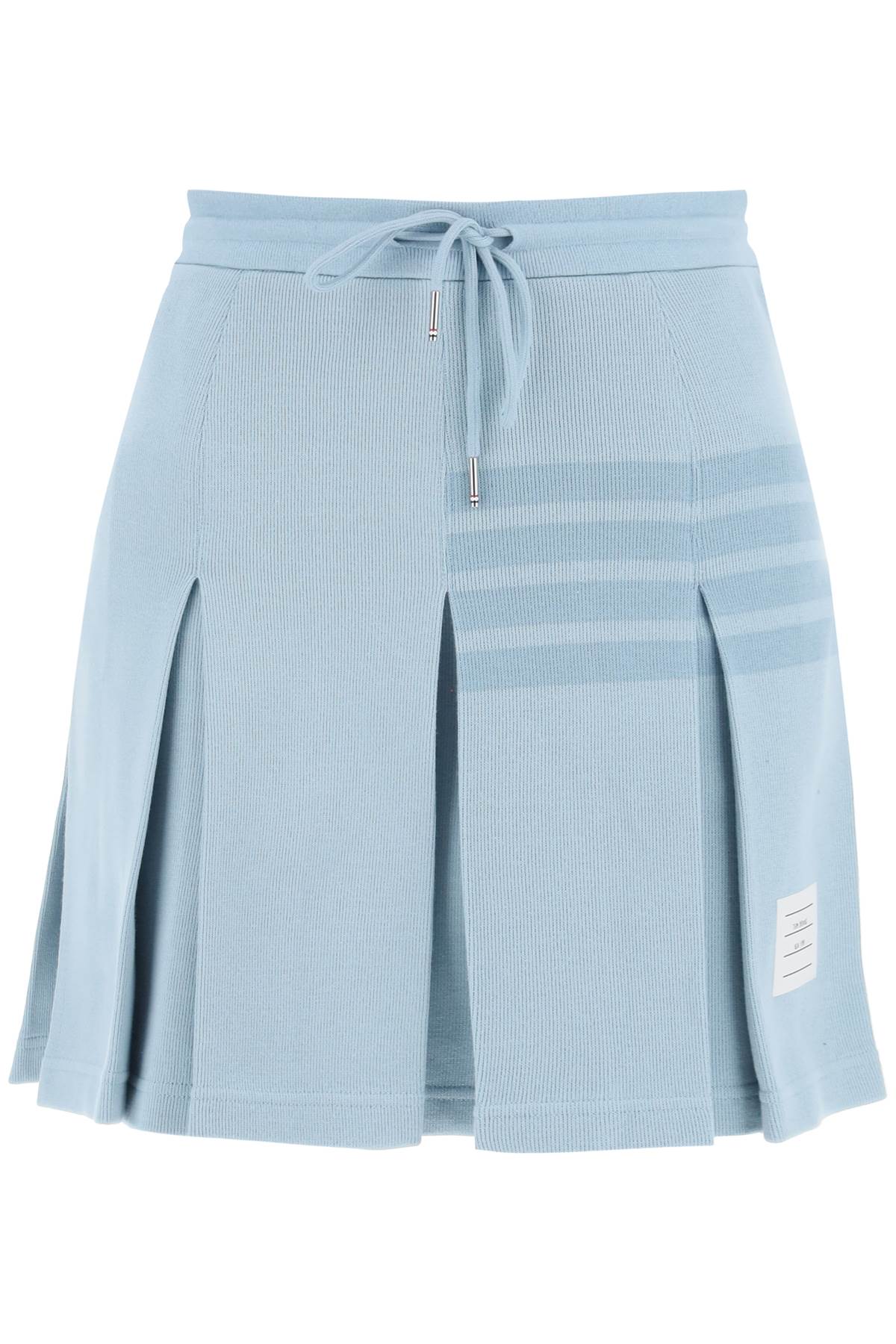 THOM BROWNE Light Blue Knit 4-Bar Pleated Skirt