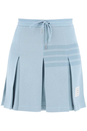 Light Blue Knit 4-Bar Pleated Skirt