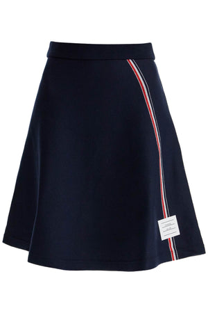 THOM BROWNE Tricolor Detail Cotton Knit Midi Skirt