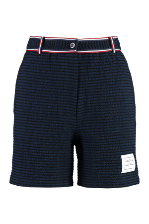 THOM BROWNE Navy Cotton Blend Shorts for Women