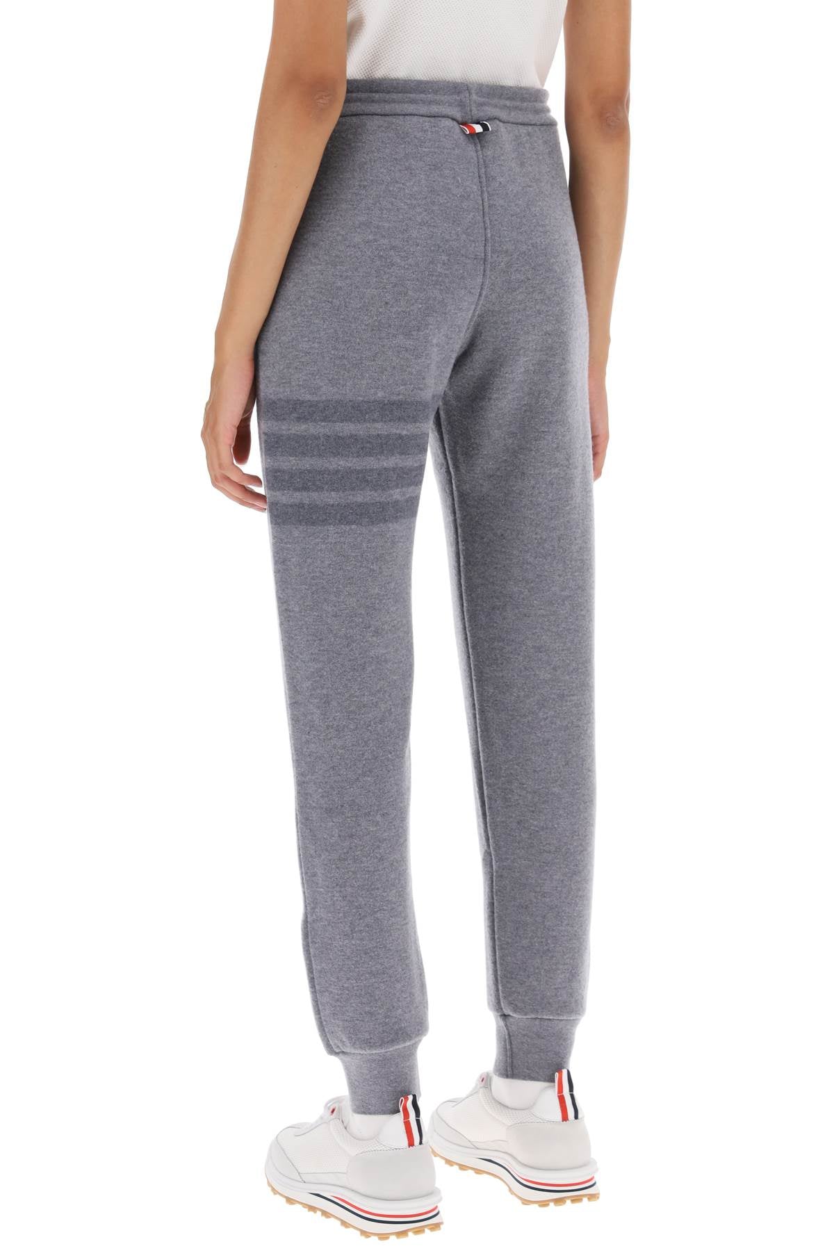 THOM BROWNE Women's Loop-Back Wool Knit Joggers with 4-Bar Motif