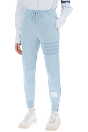 THOM BROWNE Light Blue 4-Bar Joggers in Cotton Knit for Women - SS24