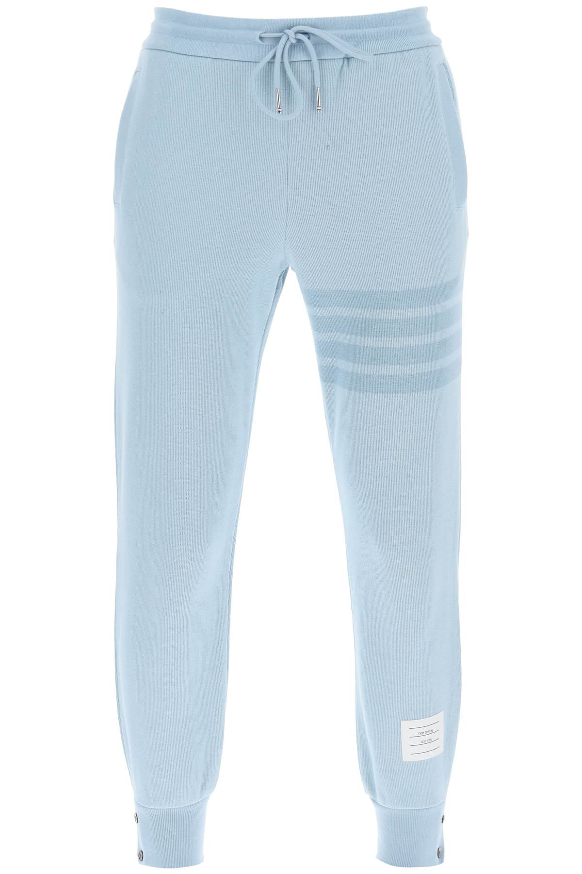 THOM BROWNE Light Blue 4-Bar Joggers in Cotton Knit for Women - SS24