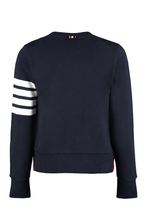 THOM BROWNE Nautical Blue Cotton Crew-Neck Sweatshirt for Women