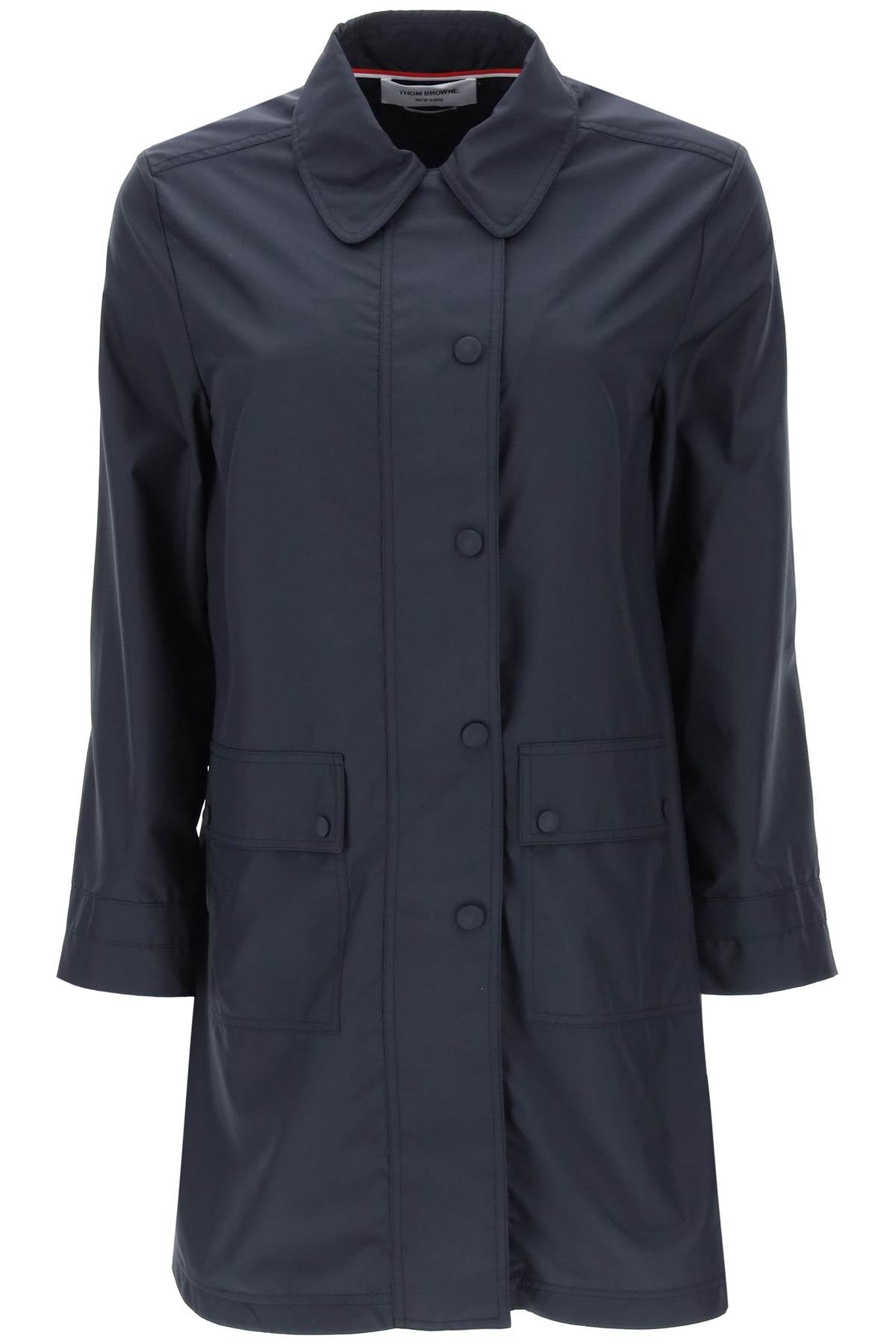 THOM BROWNE Blue Unlined Parka Jacket in Ripstop for Women