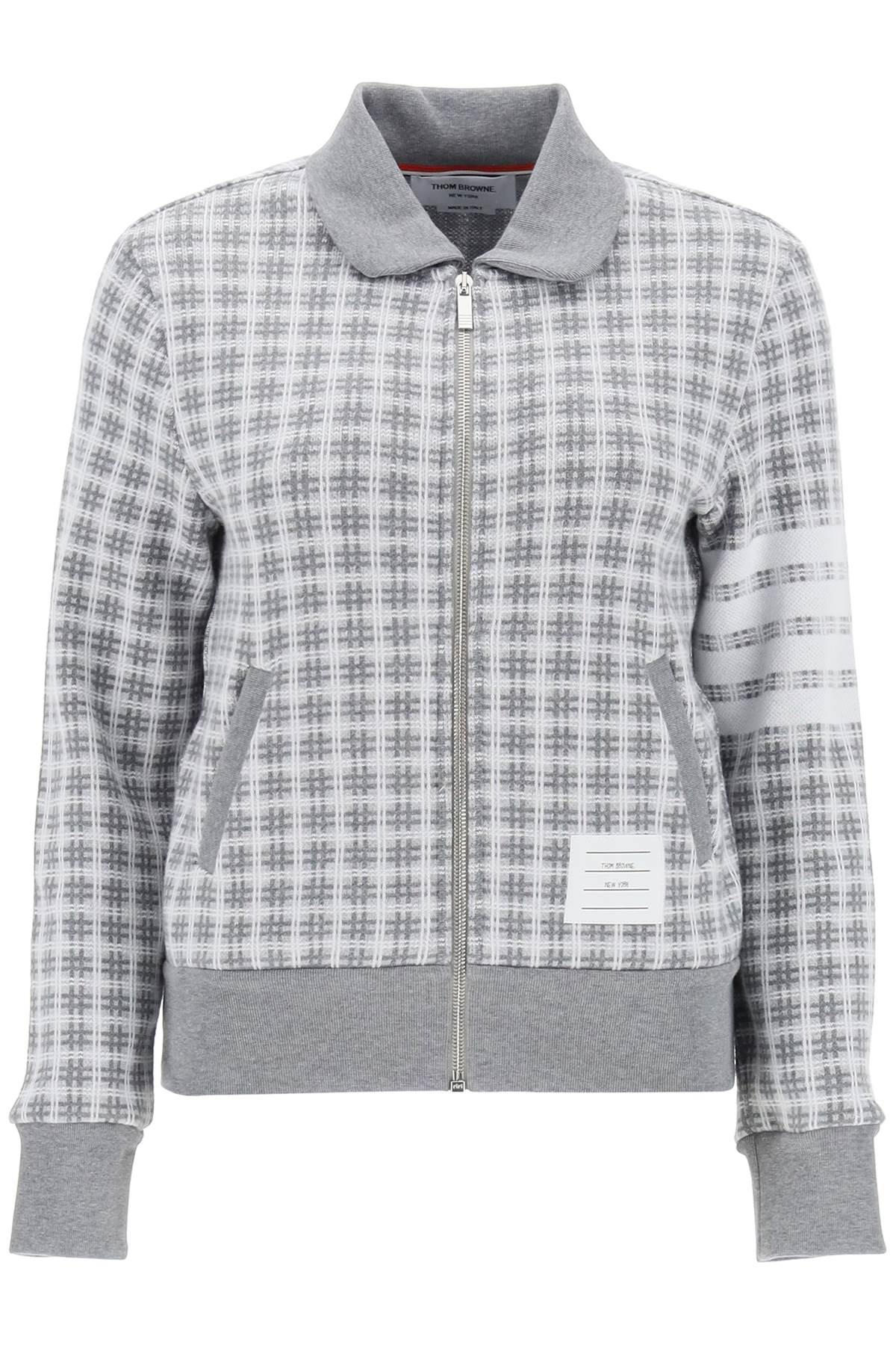 THOM BROWNE Check Knit Zip-Up Sweatshirt for Women