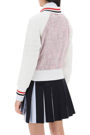 THOM BROWNE Multicolored Scarf Collar Bomber Jacket for Women - SS24