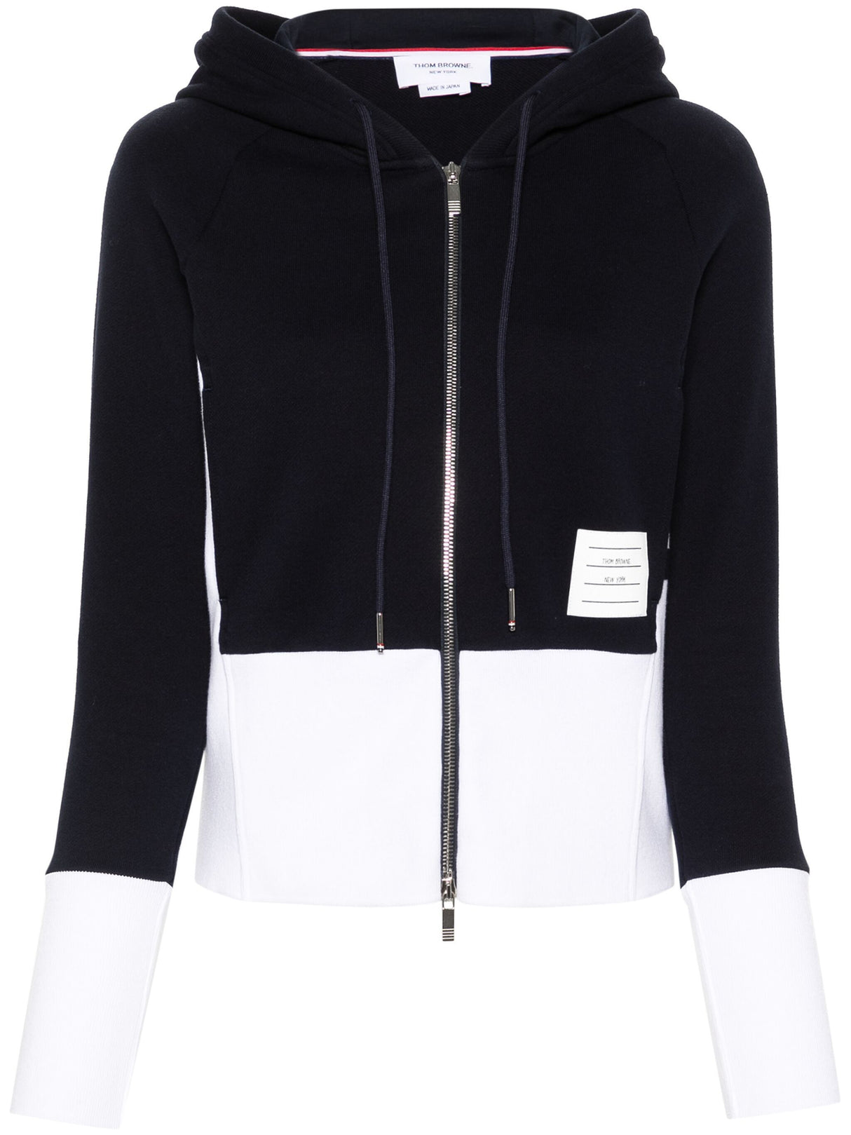 THOM BROWNE Color Block Classic Loopback Zip-Up Hoodie