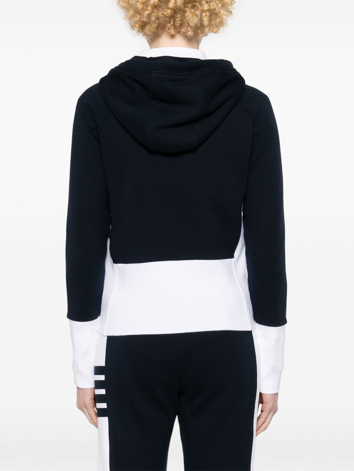 THOM BROWNE Color Block Classic Loopback Zip-Up Hoodie